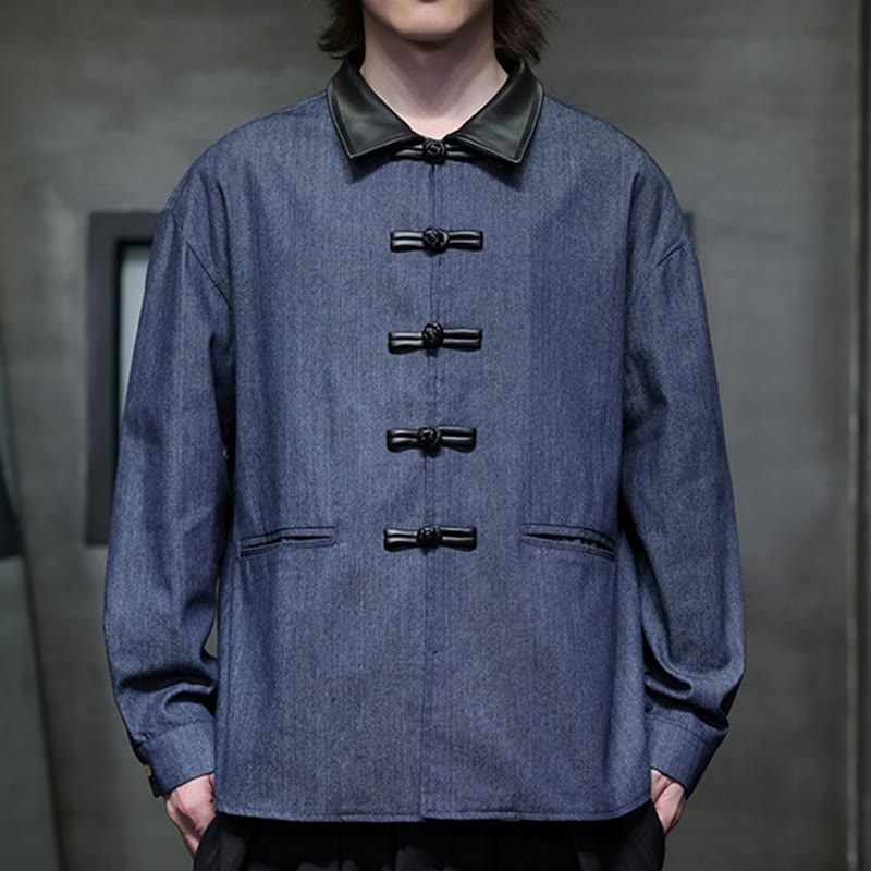 Buddha Stonesメンズ フロッグボタン コットン 長袖シャツ ポケット付き - image 11