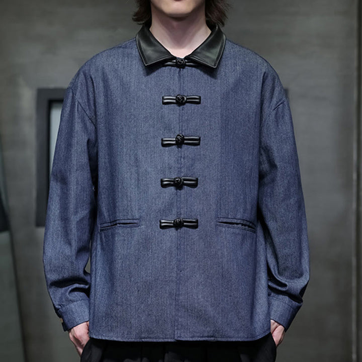 Buddha Stonesメンズ フロッグボタン コットン 長袖シャツ ポケット付き - image 11