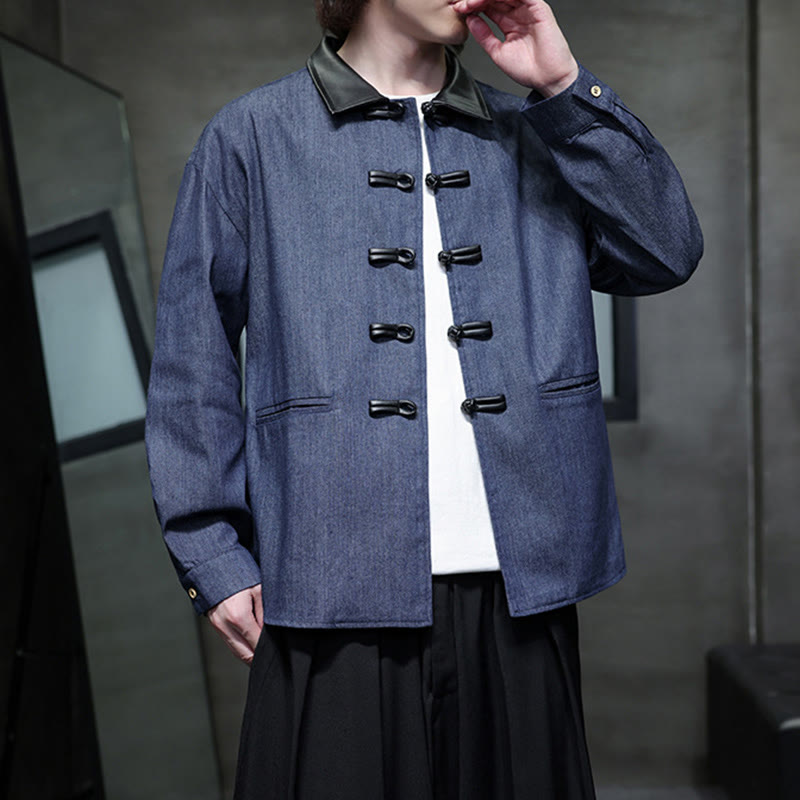 Buddha Stonesメンズ フロッグボタン コットン 長袖シャツ ポケット付き - image 7