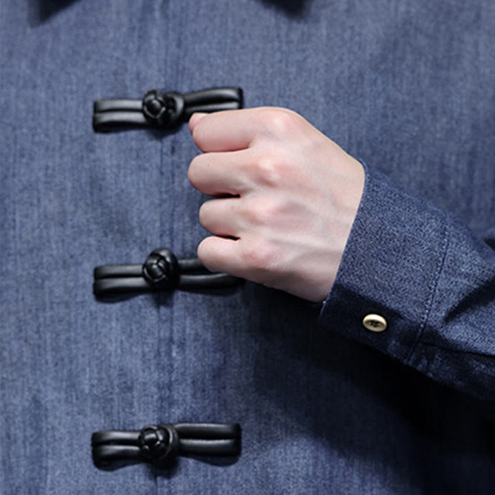 Buddha Stonesメンズ フロッグボタン コットン 長袖シャツ ポケット付き - image 9