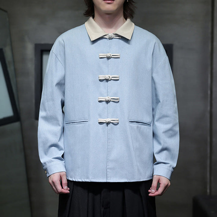 Buddha Stonesメンズ フロッグボタン コットン 長袖シャツ ポケット付き - image 17