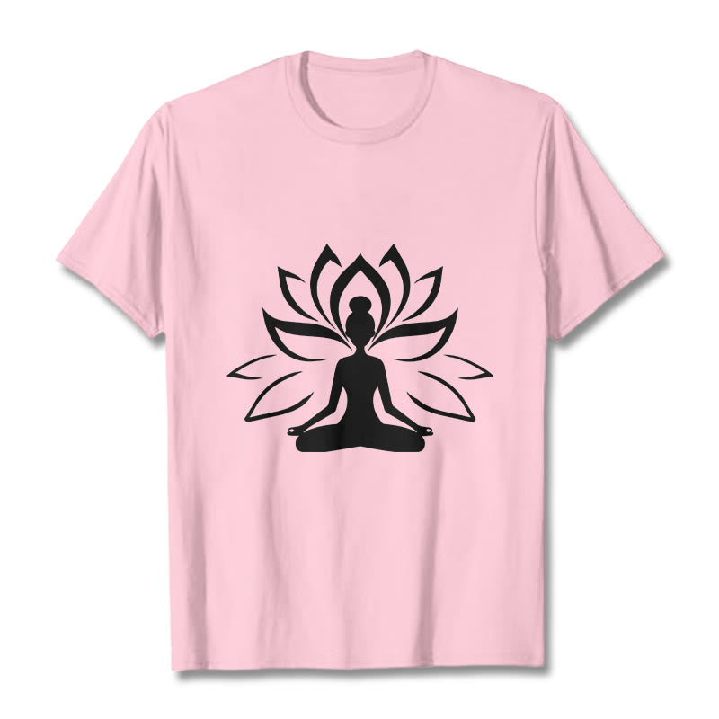 Buddha Stonesと蓮の瞑想する人Tシャツ - ライトピンク - 2XL - image 13