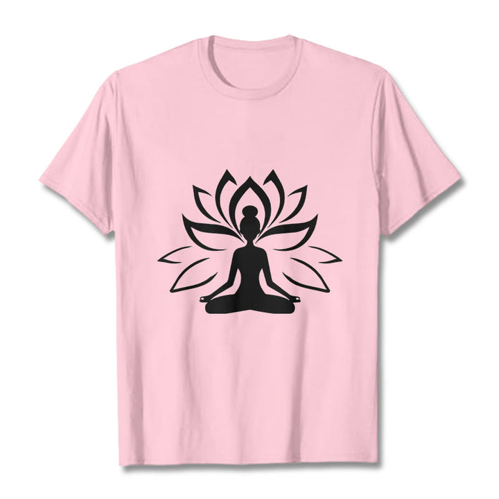 Buddha Stonesと蓮の瞑想する人Tシャツ - ライトピンク - 2XL - image 13