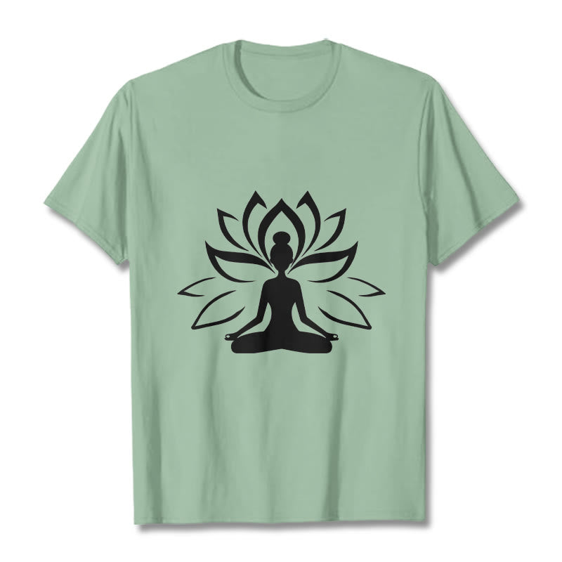 Buddha Stonesと蓮の瞑想する人Tシャツ - ペールグリーン - 2XL - image 15