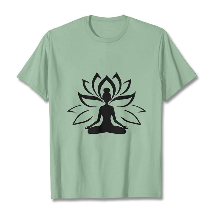 Buddha Stonesと蓮の瞑想する人Tシャツ - ペールグリーン - 2XL - image 15