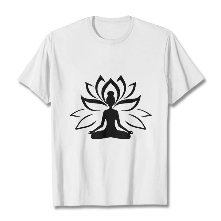 Buddha Stonesと蓮の瞑想する人Tシャツ - 白 - 2XL - image 8