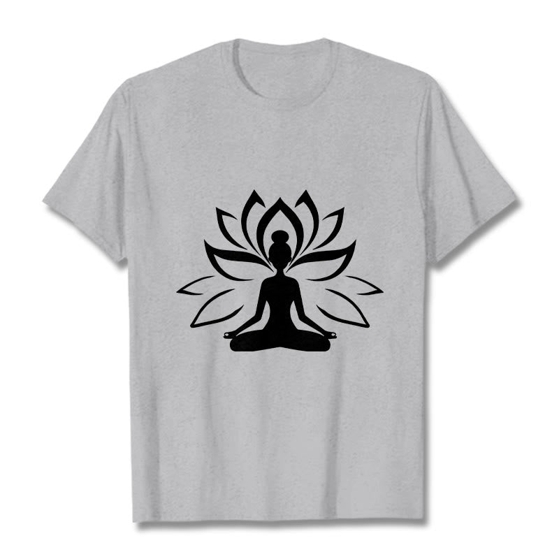 Buddha Stonesと蓮の瞑想する人Tシャツ - ライトグレー - 2XL - image 20