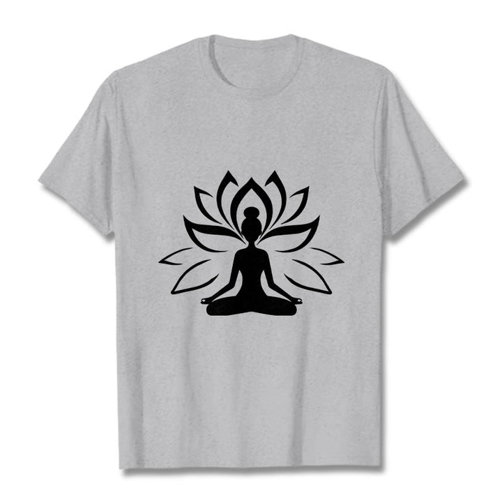 Buddha Stonesと蓮の瞑想する人Tシャツ - ライトグレー - 2XL - image 20