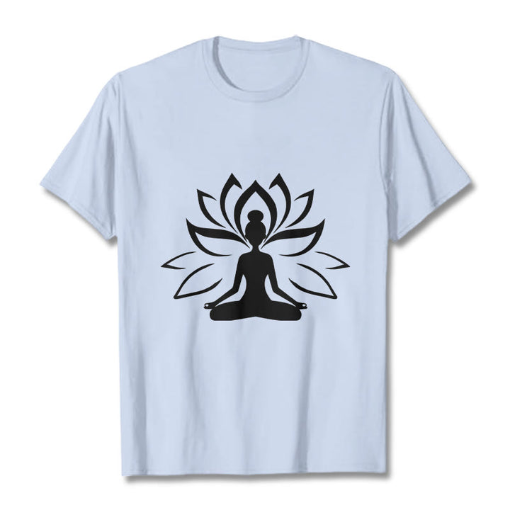Buddha Stonesと蓮の瞑想する人Tシャツ - ライトシアン - 2XL - image 19