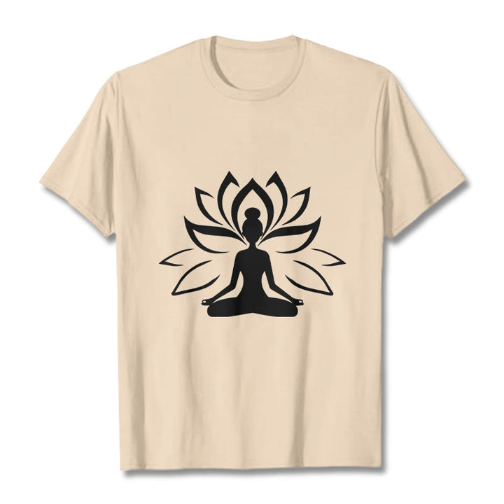 Buddha Stonesと蓮の瞑想する人Tシャツ - ビスク - 2XL - image 11