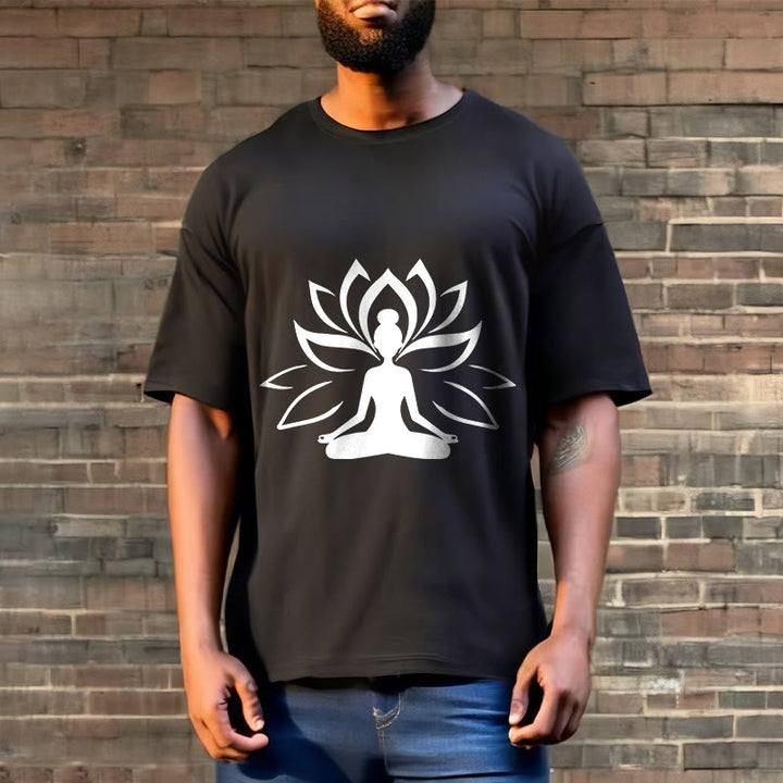 Buddha Stonesと蓮の瞑想する人Tシャツ - image 6