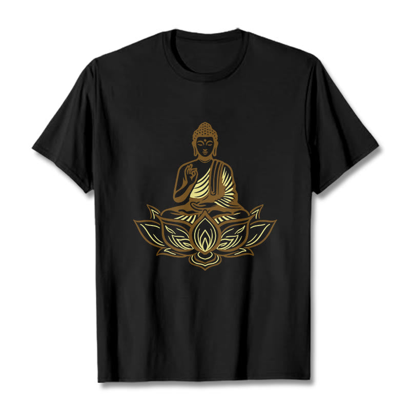 Buddha Stones蓮の中で瞑想する仏陀のTシャツ - 黒 - 2XL - image 5