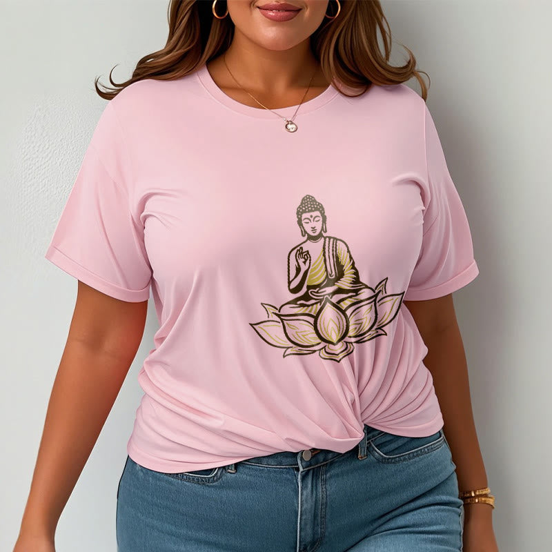 Buddha Stones蓮の中で瞑想する仏陀のTシャツ - image 14