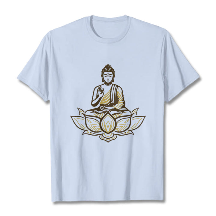Buddha Stones蓮の中で瞑想する仏陀のTシャツ - ライトシアン - 2XL - image 19