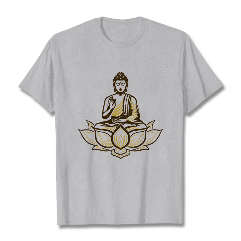 Buddha Stones蓮の中で瞑想する仏陀のTシャツ - ライトグレー - 2XL - image 20