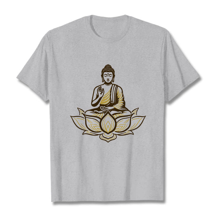 Buddha Stones蓮の中で瞑想する仏陀のTシャツ - ライトグレー - 2XL - image 20