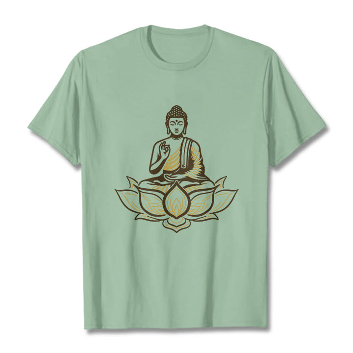 Buddha Stones蓮の中で瞑想する仏陀のTシャツ - ペールグリーン - 2XL - image 15