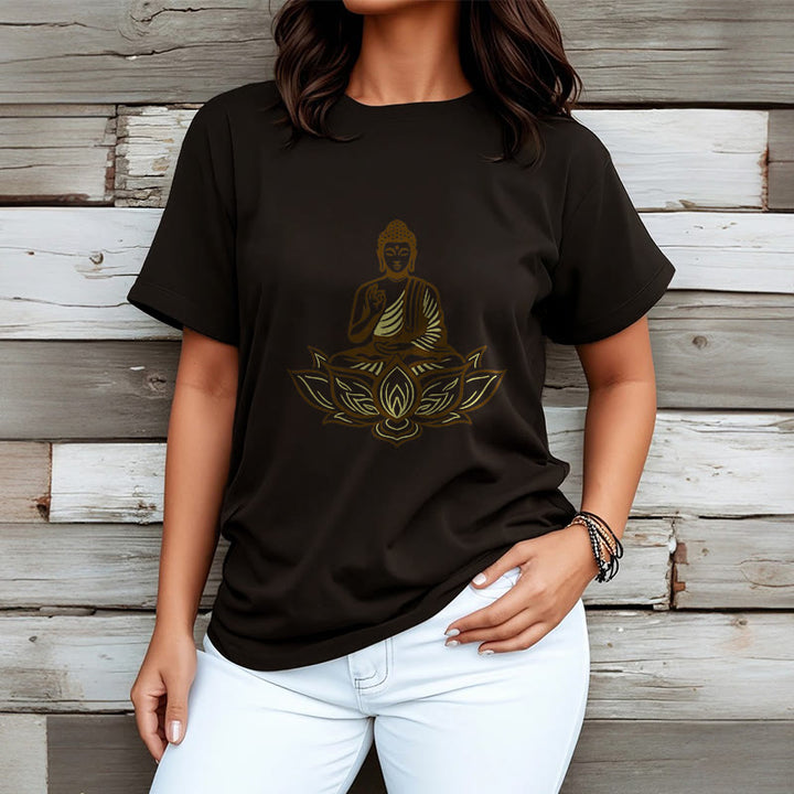 Buddha Stones蓮の中で瞑想する仏陀のTシャツ - image 8