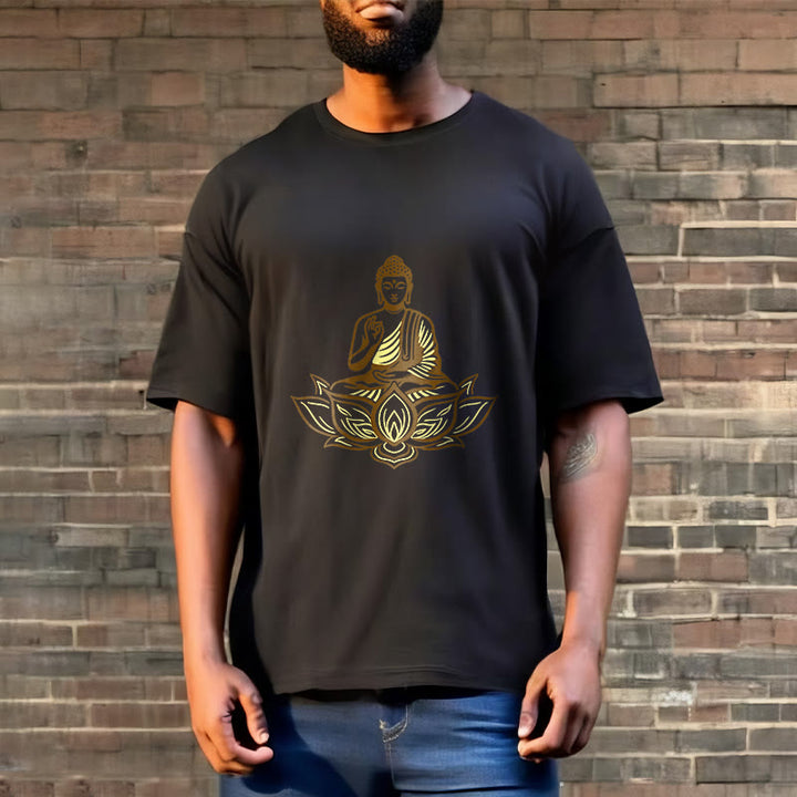 Buddha Stones蓮の中で瞑想する仏陀のTシャツ - image 7