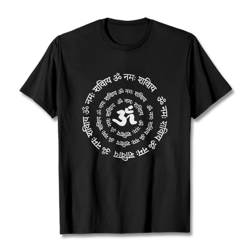 Buddha StonesOMシンボル サンスクリットマントラデザイン コットンTシャツ - 黒 - 2XL - image 7