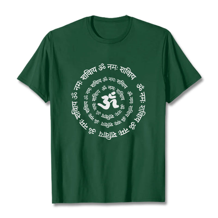 Buddha StonesOMシンボル サンスクリットマントラデザイン コットンTシャツ - フォレストグリーン - 2XL - image 1
