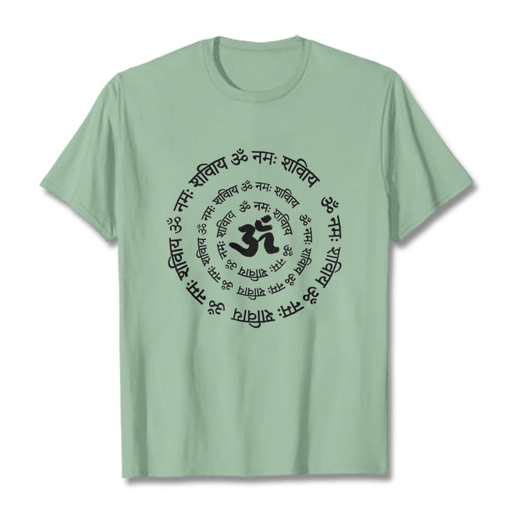 Buddha StonesOMシンボル サンスクリットマントラデザイン コットンTシャツ - ペールグリーン - 2XL - image 18
