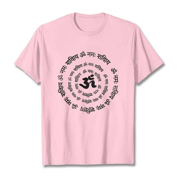 Buddha StonesOMシンボル サンスクリットマントラデザイン コットンTシャツ - ライトピンク - 2XL - image 16
