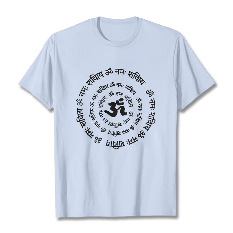 Buddha StonesOMシンボル サンスクリットマントラデザイン コットンTシャツ - ライトシアン - 2XL - image 11