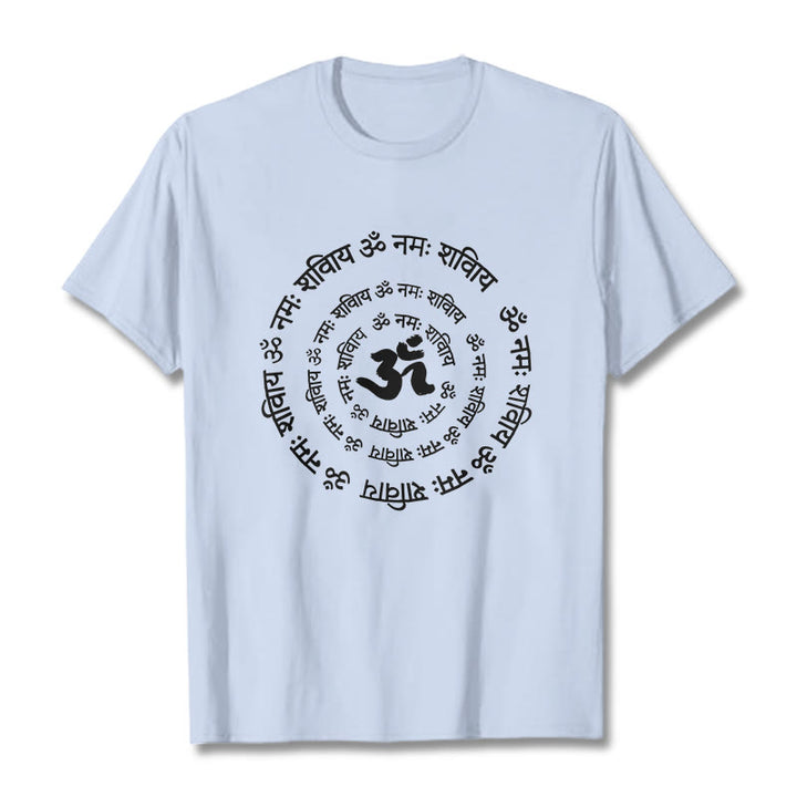 Buddha StonesOMシンボル サンスクリットマントラデザイン コットンTシャツ - ライトシアン - 2XL - image 11
