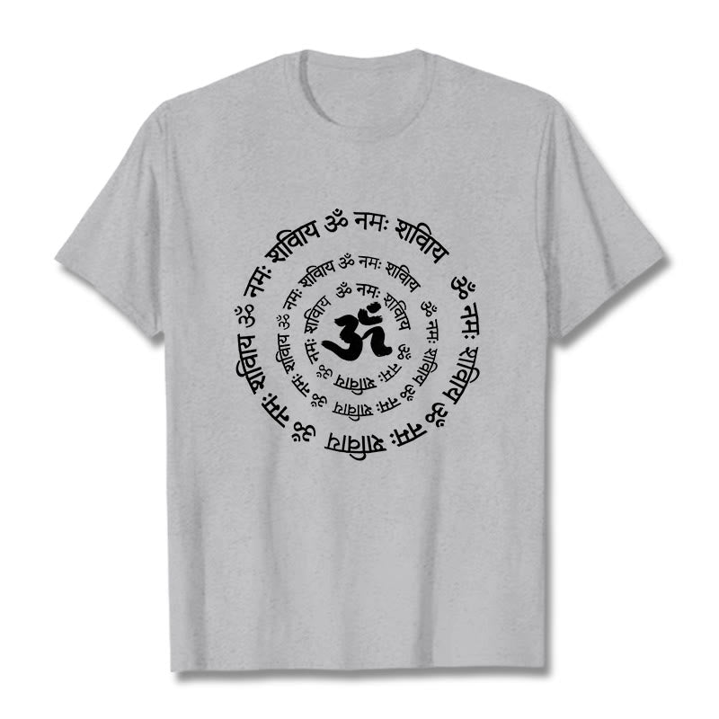 Buddha StonesOMシンボル サンスクリットマントラデザイン コットンTシャツ - ライトグレー - 2XL - image 20