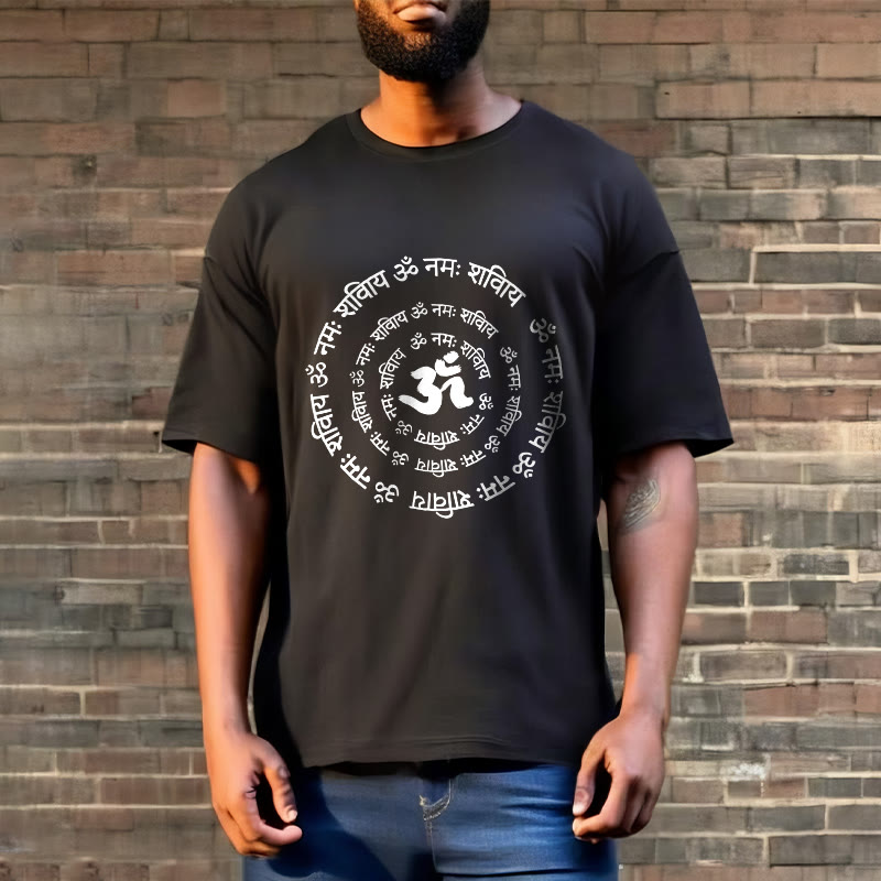 Buddha StonesOMシンボル サンスクリットマントラデザイン コットンTシャツ - image 9