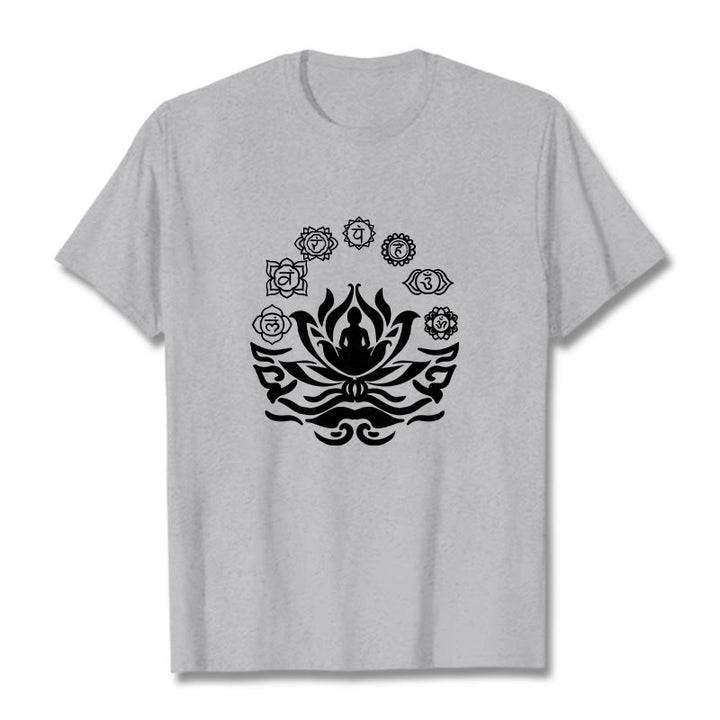 Buddha Stones、 OMシンボル、サンスクリット語のマントラ、仏陀の蓮の花のデザインTシャツ - ライトグレー - 2XL - image 20