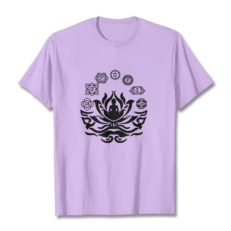 Buddha Stones、 OMシンボル、サンスクリット語のマントラ、仏陀の蓮の花のデザインTシャツ - 梅 - 2XL - image 14