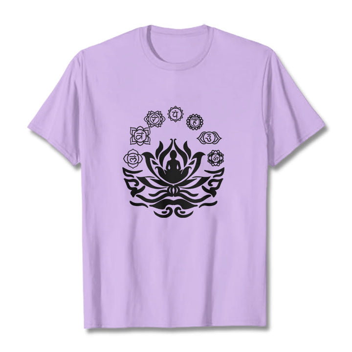 Buddha Stones、 OMシンボル、サンスクリット語のマントラ、仏陀の蓮の花のデザインTシャツ - 梅 - 2XL - image 14
