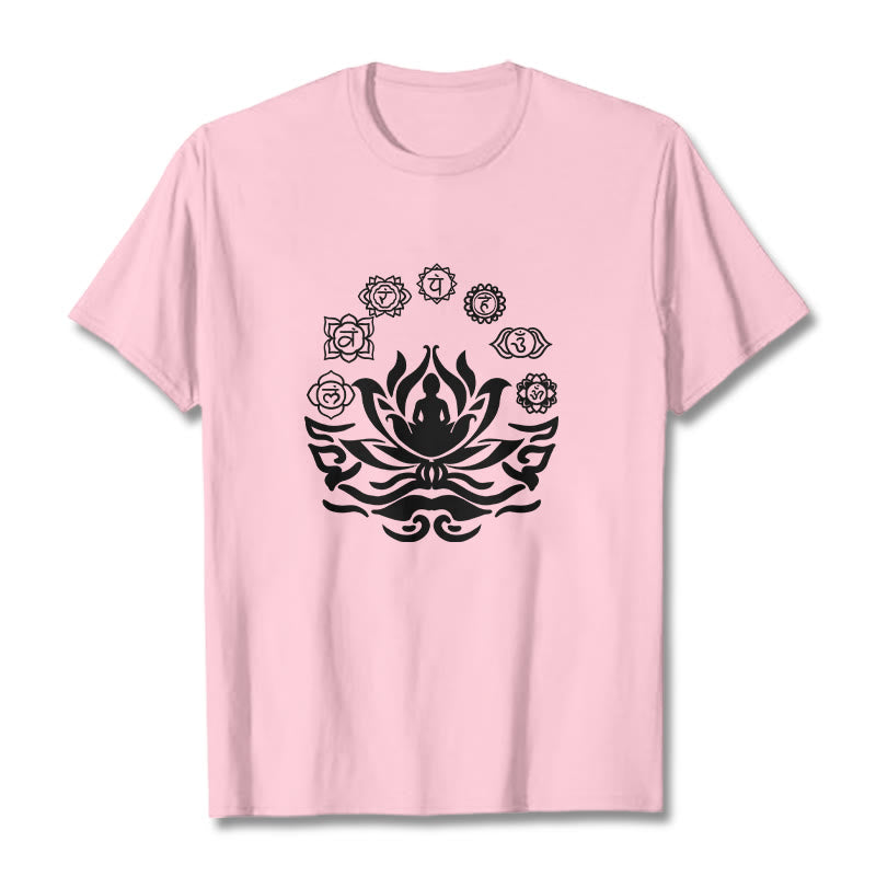 Buddha Stones、 OMシンボル、サンスクリット語のマントラ、仏陀の蓮の花のデザインTシャツ - ライトピンク - 2XL - image 16