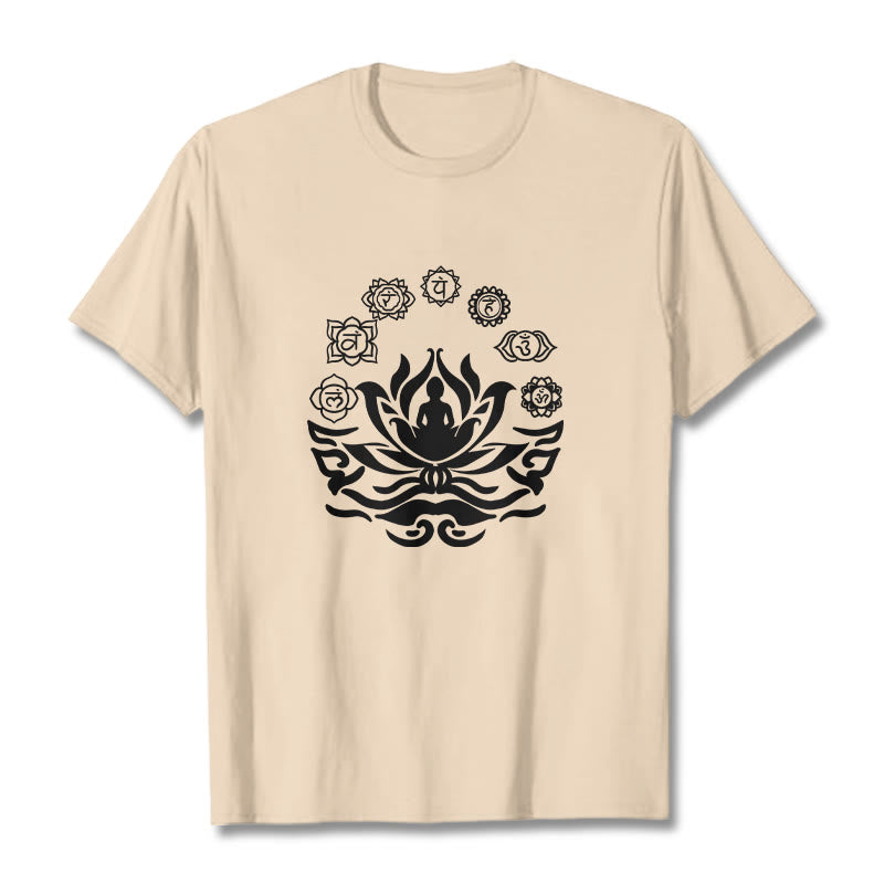Buddha Stones、 OMシンボル、サンスクリット語のマントラ、仏陀の蓮の花のデザインTシャツ - ビスク - 2XL - image 12