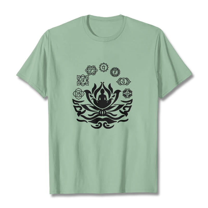 Buddha Stones、 OMシンボル、サンスクリット語のマントラ、仏陀の蓮の花のデザインTシャツ - ペールグリーン - 2XL - image 18