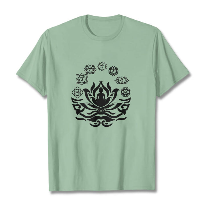 Buddha Stones、 OMシンボル、サンスクリット語のマントラ、仏陀の蓮の花のデザインTシャツ - ペールグリーン - 2XL - image 18