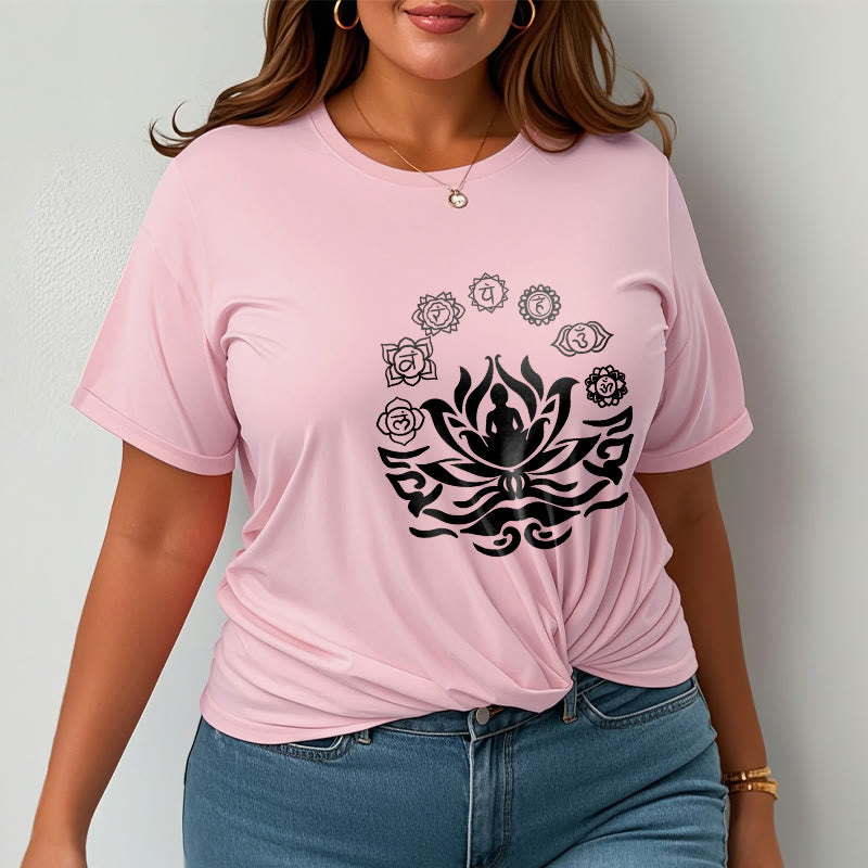 Buddha Stones、 OMシンボル、サンスクリット語のマントラ、仏陀の蓮の花のデザインTシャツ - image 17