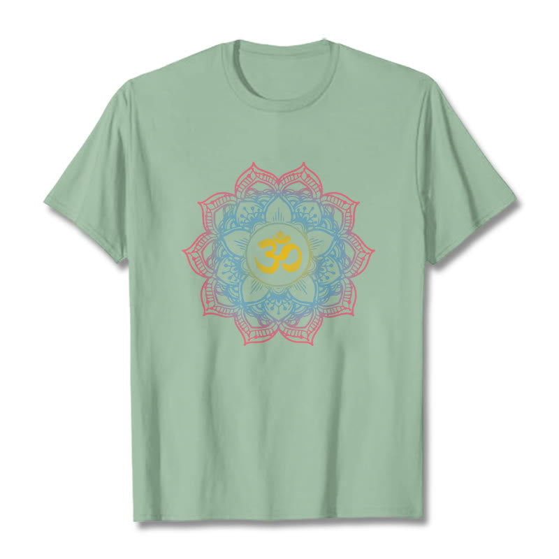 Buddha Stones蓮華曼荼羅 OMシンボルデザインTシャツ - ペールグリーン - 2XL - image 18