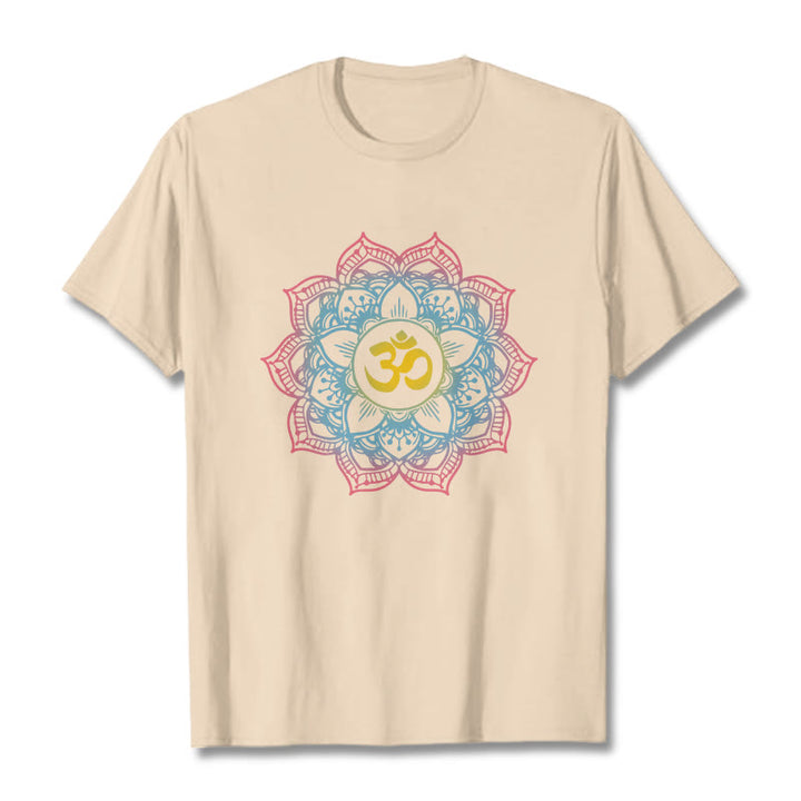 Buddha Stones蓮華曼荼羅 OMシンボルデザインTシャツ - ビスク - 2XL - image 12