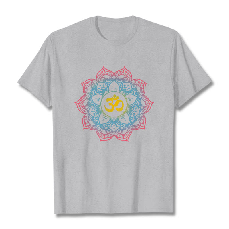 Buddha Stones蓮華曼荼羅 OMシンボルデザインTシャツ - ライトグレー - 2XL - image 20