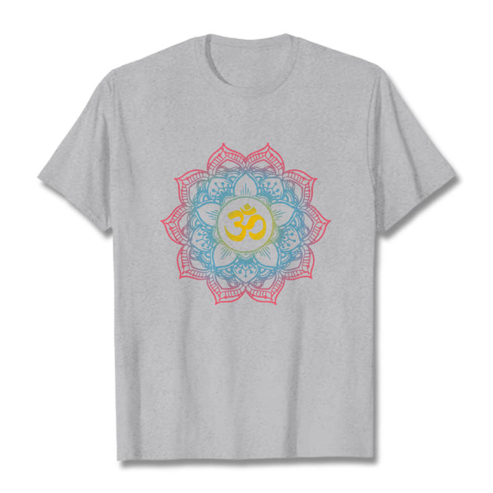Buddha Stones蓮華曼荼羅 OMシンボルデザインTシャツ - ライトグレー - 2XL - image 20