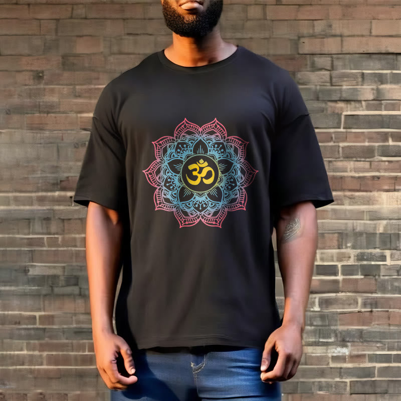 Buddha Stones蓮華曼荼羅 OMシンボルデザインTシャツ - image 3