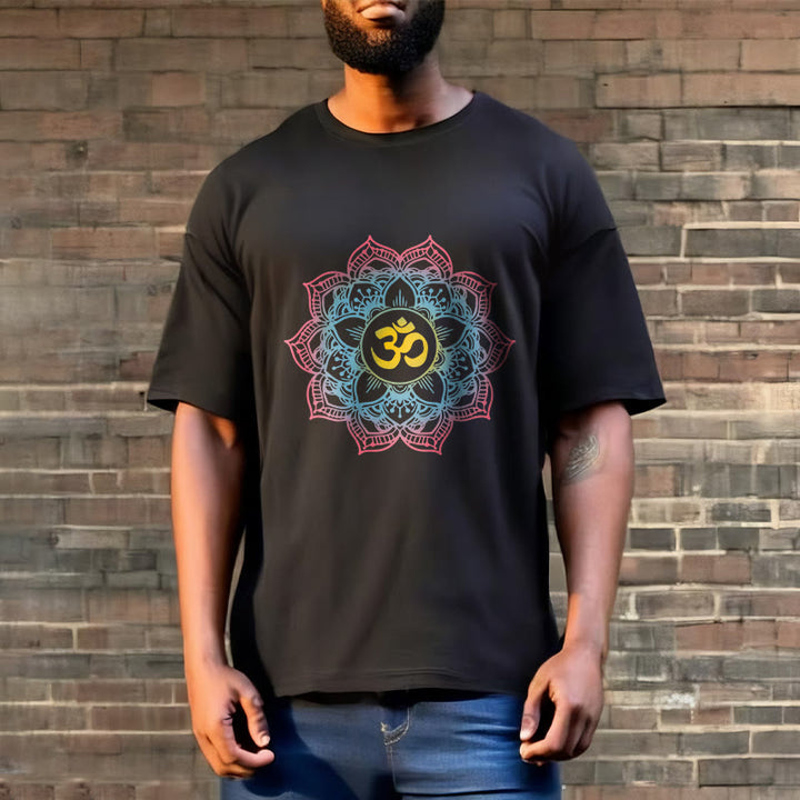 Buddha Stones蓮華曼荼羅 OMシンボルデザインTシャツ - image 3
