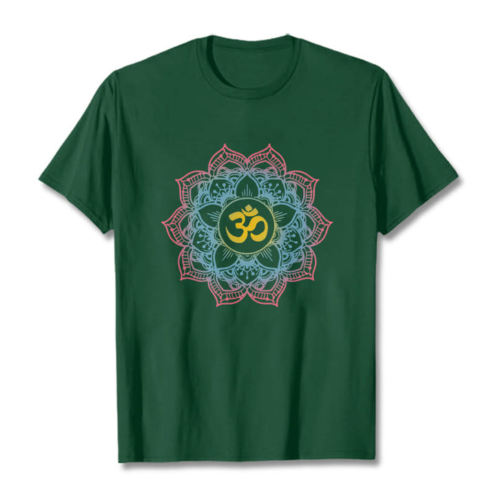 Buddha Stones蓮華曼荼羅 OMシンボルデザインTシャツ - フォレストグリーン - 2XL - image 6
