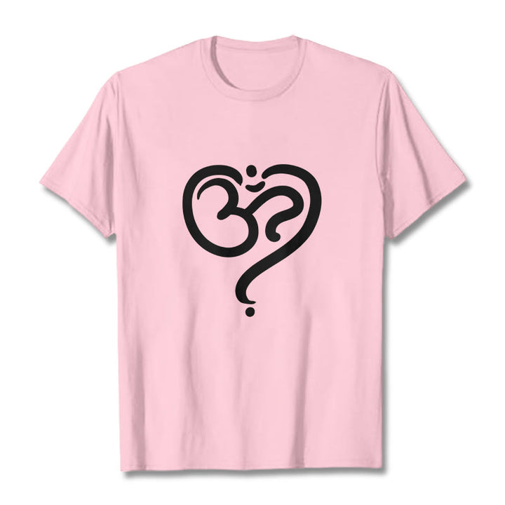 Buddha StonesラブハートOMシンボルデザインTシャツ - ライトピンク - 2XL - image 16