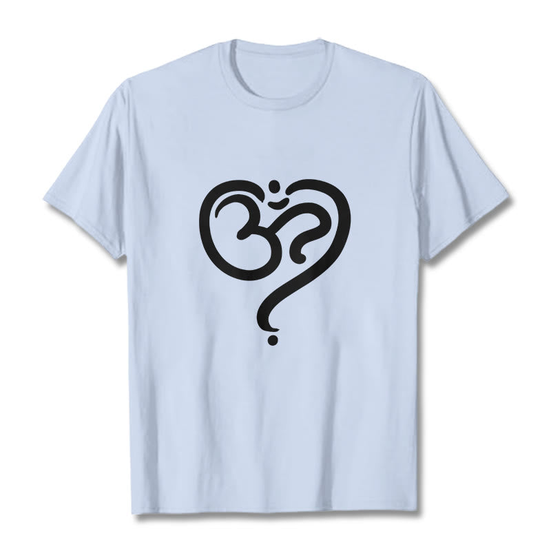 Buddha StonesラブハートOMシンボルデザインTシャツ - ライトシアン - 2XL - image 11