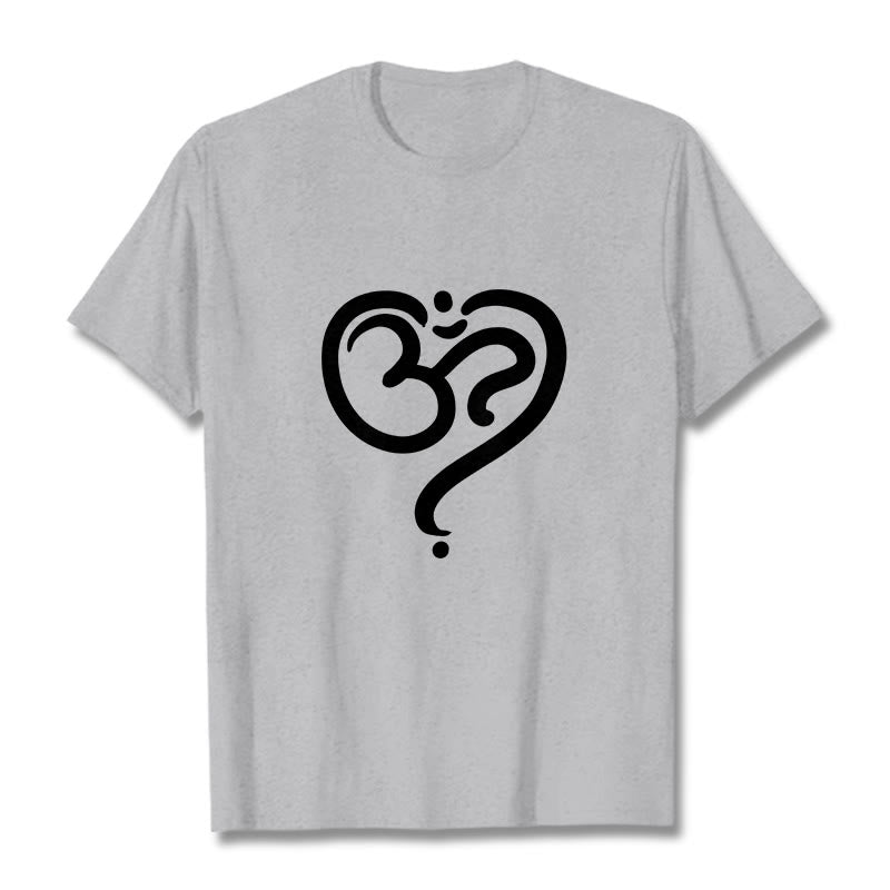 Buddha StonesラブハートOMシンボルデザインTシャツ - ライトグレー - 2XL - image 20