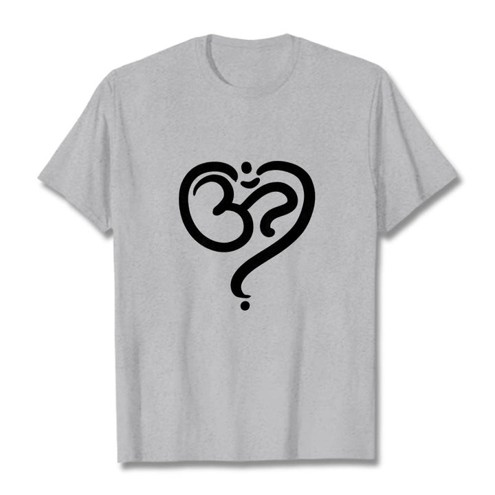 Buddha StonesラブハートOMシンボルデザインTシャツ - ライトグレー - 2XL - image 20